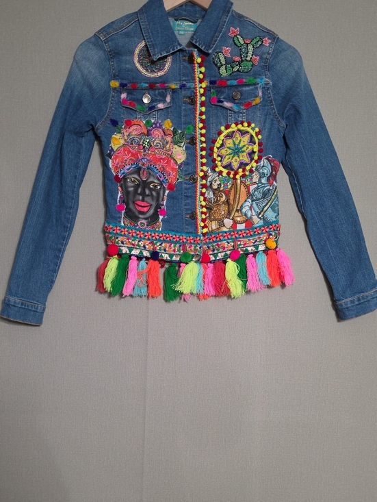 Antica Sartoria Jackets & Blazers - Denim Jacket,Anticia Sartoria By Giacomo Cinque Beading, Embroidery And Pompom